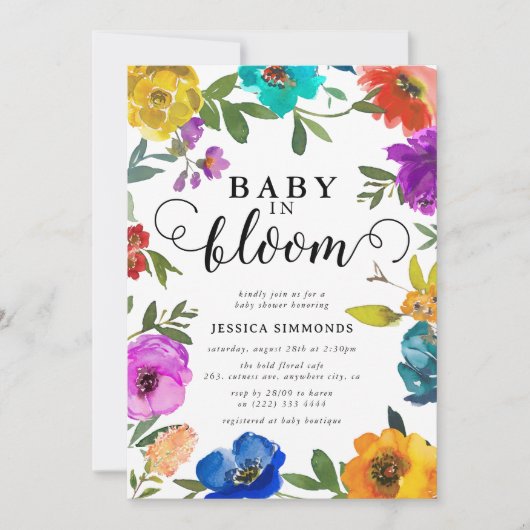 Baby in Bloom Bright & vet Baby shower Kaart (Voorkant)