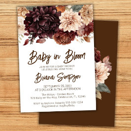Baby in Bloom Bruin Beige Bloemen Baby shower Kaart