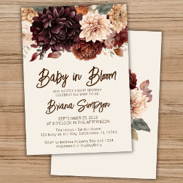 Baby in Bloom Bruin Beige Ivoor Bloemen Baby showe Kaart