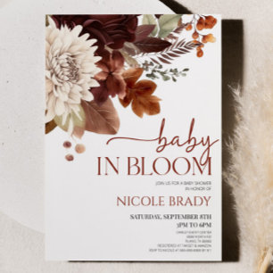 Baby in Bloom Bruin Bourgondisch Bloemen Baby show Kaart