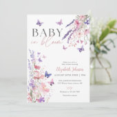 Baby in Bloom Butterflies Wildflowers Baby shower Kaart (Staand voorkant)