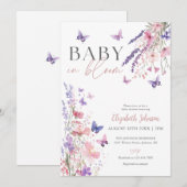 Baby in Bloom Butterflies Wildflowers Baby shower Kaart (Voorkant / Achterkant)