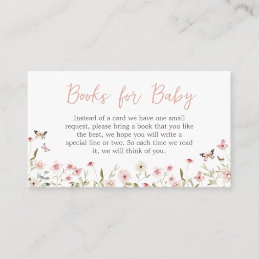 Baby in Bloom Butterfly Baby shower Boeken voor Ba Informatiekaartje (Voorkant)