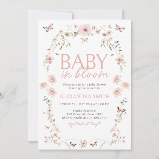 Baby in Bloom Butterfly Baby shower Kaart (Voorkant)