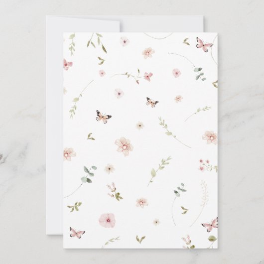 Baby in Bloom Butterfly Baby shower Kaart (Achterkant)