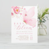 Baby in Bloom Butterfly Baby shower Uitnodiging (Staand voorkant)