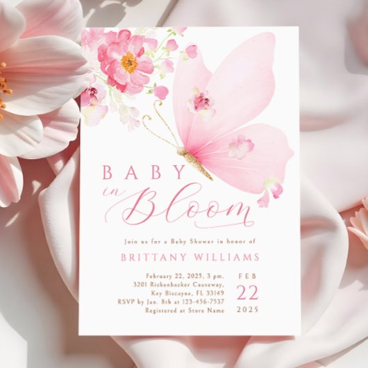 Baby in Bloom Butterfly Baby shower Uitnodiging