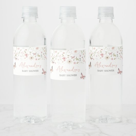 Baby in Bloom Butterfly Baby shower Waterfles Etiket (Flessen)