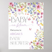 Baby in Bloom Butterfly Baby Shower Welcome 18x24 Poster (Voorkant)