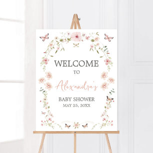 Baby in Bloom Butterfly Baby shower Welkom Poster