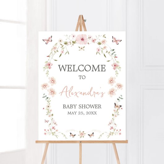 Baby in Bloom Butterfly Baby shower Welkom Poster