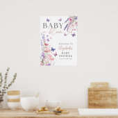Baby in Bloom Butterfly Baby shower welkomstbord Poster (Keuken)