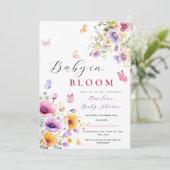 Baby in Bloom Butterfly Baby shower Wildflower Kaart (Staand voorkant)