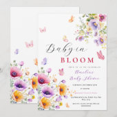 Baby in Bloom Butterfly Baby shower Wildflower Kaart (Voorkant / Achterkant)