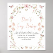 Baby in Bloom Butterfly Baby shower Zeg geen Baby Poster (Voorkant)