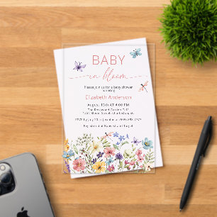 Baby in Bloom Butterfly Wildflower Baby shower Acryl Uitnodigingen