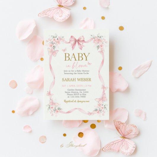 Baby in Bloom Butterfly Wildflower Baby Shower Kaart