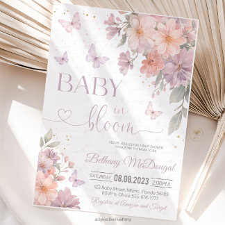 Baby in Bloom Butterfly Wildflower Baby Shower  Kaart