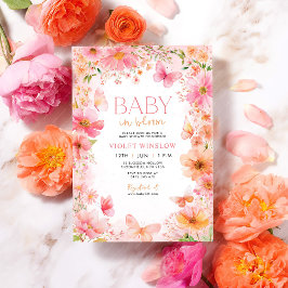 Baby in Bloom Butterfly Wildflower Baby shower Kaart