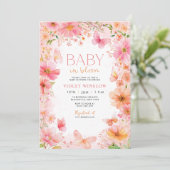 Baby in Bloom Butterfly Wildflower Baby shower Kaart (Staand voorkant)