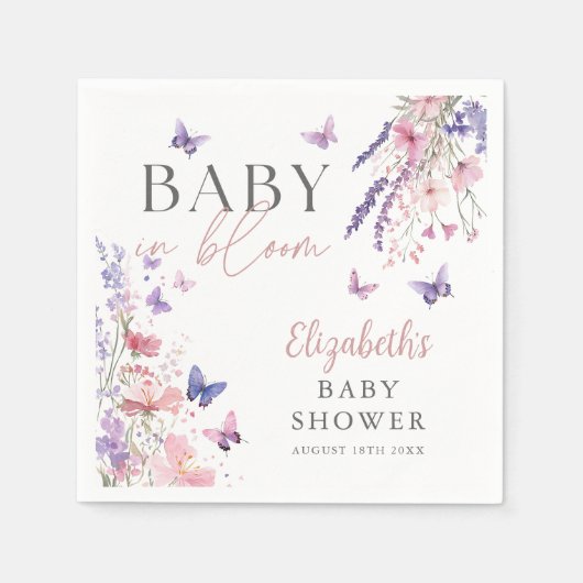 Baby in Bloom Butterfly Wildflowers Baby shower Servet (Voorkant)