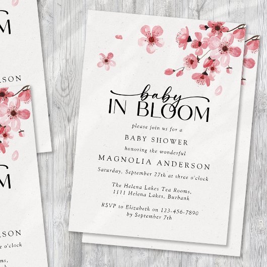 Baby in Bloom Cherry Blossom Baby shower Kaart
