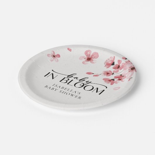 Baby in Bloom Cherry Blossom Baby shower Papieren Bordje (Gekanteld)