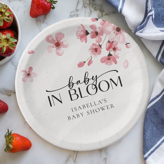 Baby in Bloom Cherry Blossom Baby shower Papieren Bordje