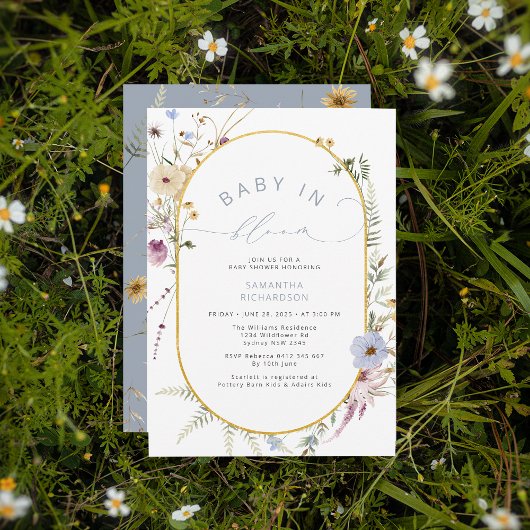 Baby in Bloom Chic Wildflowers Baby shower Kaart