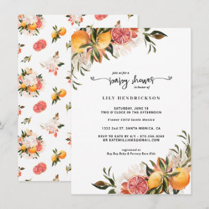 Baby in Bloom Citrus Baby Shower Uitnodiging