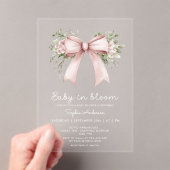 Baby in Bloom Coquette Roze Bow Baby shower Acryl Uitnodigingen (Insitu (Draagbaar))