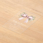 Baby in Bloom Coquette Roze Bow Baby shower Acryl Uitnodigingen (Laagn)
