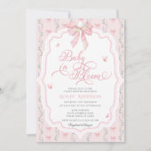 Baby in Bloom Coquette Roze Bow Baby shower Kaart (Voorkant)