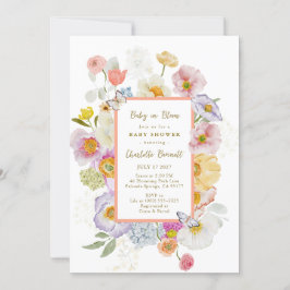 Baby in Bloom Coral & Peach Floral Baby shower Kaart