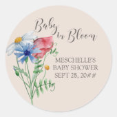 Baby in Bloom Country Wildflower Baby shower Ronde Sticker (Voorkant)