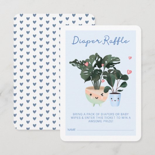 Baby in Bloom Cute Potlood Planten Diaper Raffle Informatiekaartje (Voorkant / Achterkant)