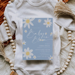 Baby in Bloom Daisy Baby shower Dusty Blue Kaart