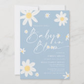 Baby in Bloom Daisy Baby shower Dusty Blue Kaart (Voorkant)