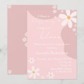Baby in Bloom Daisy Baby shower Roze Uitnodiging (Voorkant / Achterkant)