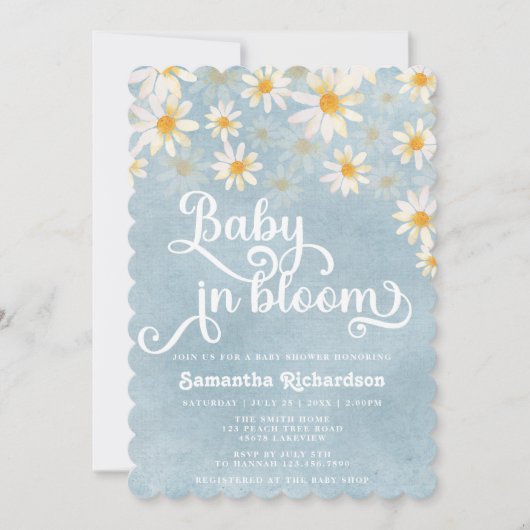 Baby in Bloom Daisy Baby shower Uitnodiging (Voorkant)