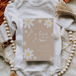 Baby in Bloom Daisy Beige Baby shower Uitnodiging