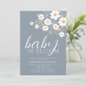 Baby in Bloom Daisy Blue Baby shower Kaart (Staand voorkant)