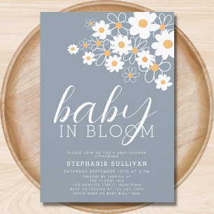 Baby in Bloom Daisy Blue Baby shower Kaart
