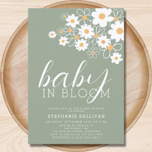 Baby in Bloom Daisy Groen Baby shower Kaart