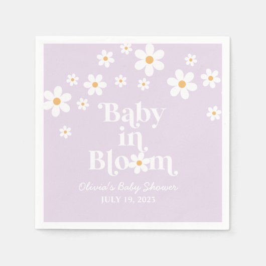 Baby in Bloom Daisy lila Baby shower Servet (Voorkant)
