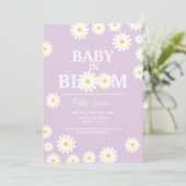 Baby in Bloom Daisy Lila Paarse Boho Baby shower Kaart (Staand voorkant)