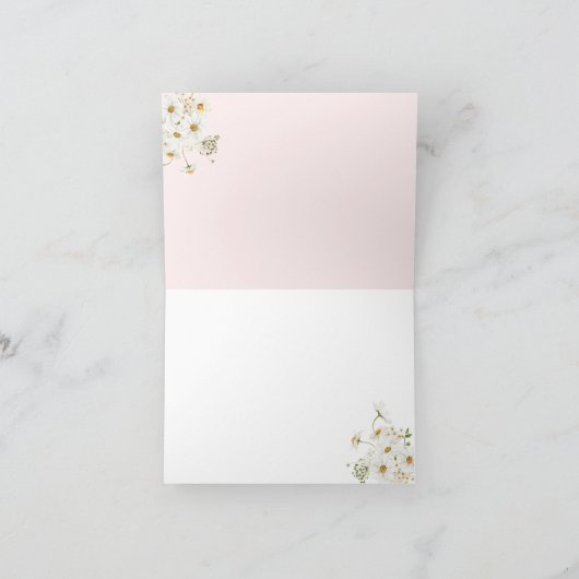 Baby in Bloom Daisy Pink Bow Girl Baby shower Bedankkaart (Binnen)