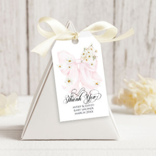 Baby in Bloom Daisy Pink Bow Girl Baby shower Cadeaulabel