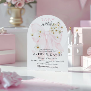 Baby in Bloom Daisy Pink Bow Girl Baby shower Kaart