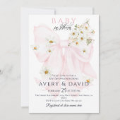 Baby in Bloom Daisy Pink Bow Girl Baby shower Kaart (Voorkant)